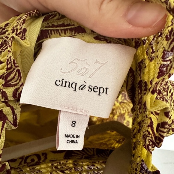 CINQ A SEPT SMOCKED LONG MAXI DRESS 8 M - Picture 4 of 4